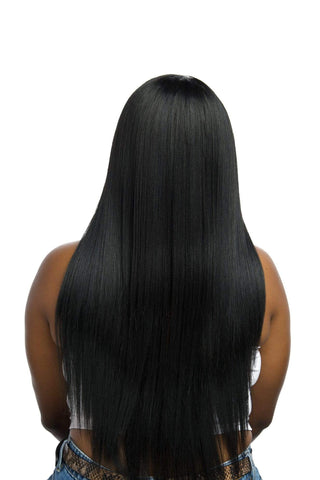 26inch Long Straight 4x4inch Lace Closure Synthetic Hair Wig Natural Black