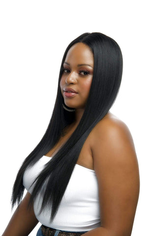 26inch Long Straight 4x4inch Lace Closure Synthetic Hair Wig Natural Black