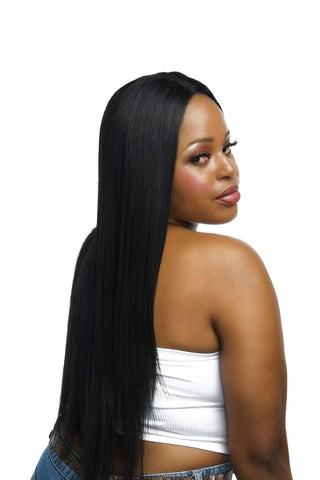 26inch Long Straight 4x4inch Lace Closure Synthetic Hair Wig Natural Black
