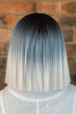 Straight Bob 10inch Lace Front Middle Part Synthetic Hair Wig Ombre Grey