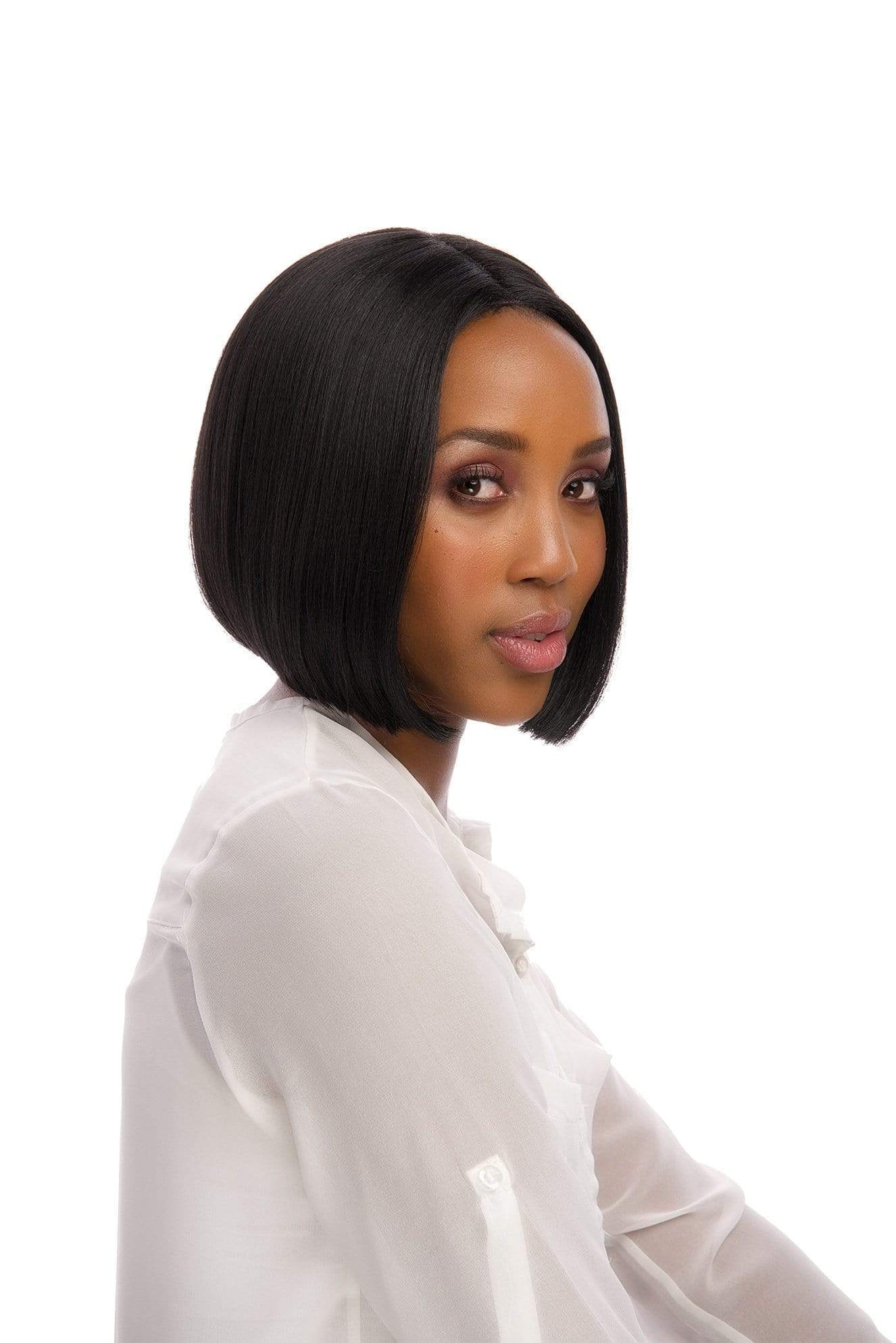 Every day is my day Wig Short Bob Straight Lace Front Middle Part Synthetic Hair Wig Natural Black