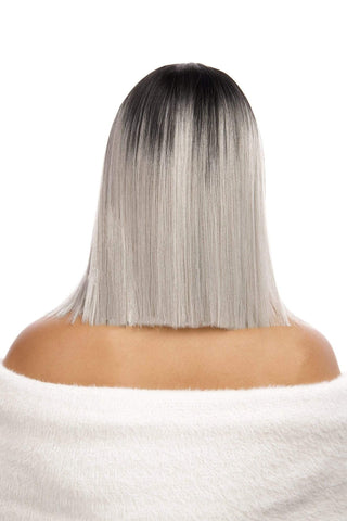 Straight Bob 13inch Lace Front Middle Part Synthetic Hair Wig Ombre Grey