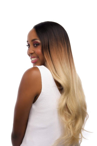 Long Straight 27inch Lace Front Synthetic Hair Wig Ombre blond