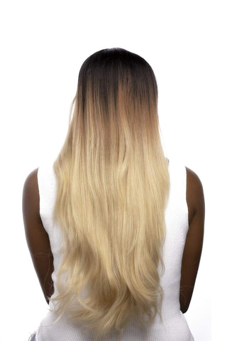 Long Straight 27inch Lace Front Synthetic Hair Wig Ombre blond