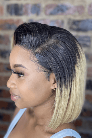 Brazilian hair Wig Bob Straight Full Frontal Ombre Blond