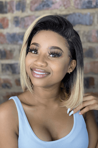 Brazilian hair Wig Bob Straight 10inch Frontal Ombre Blond LolaSilk