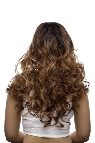 Long Body Wave Curly Lace Front Synthetic hair Wig Balayage