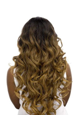Long Loose Wave 24inch Lace Front Middle Part Synthetic Hair Wig Ombre Light Brown