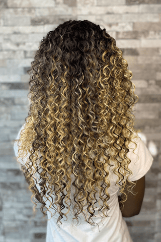 26inch Curly Lace Front Synthetic Hair Wig Ombre Blond