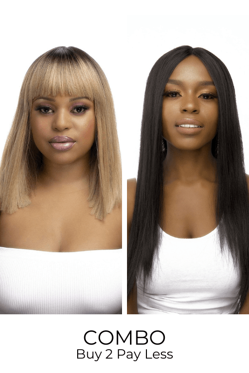 LolaSilk Wig Combo Combo: 13inch Synthetic Ombre Fringe + 26inch Synthetic Lace Front T-Part