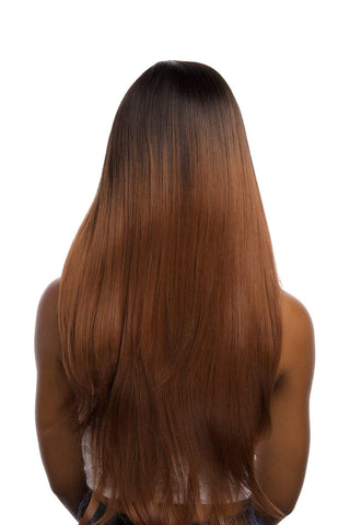 Long Straight 26inch Frontal Lace Synthetic Hair Wig Ombre Light Brown