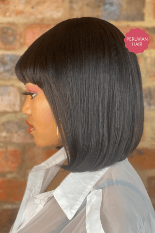 Combo: 10inch Peruvian Bob Fringe + 16inch Brazilian Loose Wave Headband Wig + Peruvian Pixie Wig