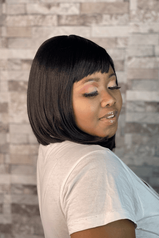 Short black best sale fringe wig