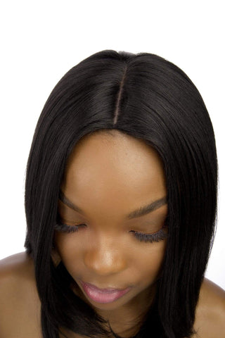 Long Straight 18inch Middle Part Synthetic Hair Wig Natural Black