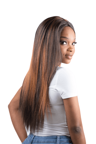 Synthetic Straight Weaves - 3 Bundles 22” 20” 18” & Closure - Balayage