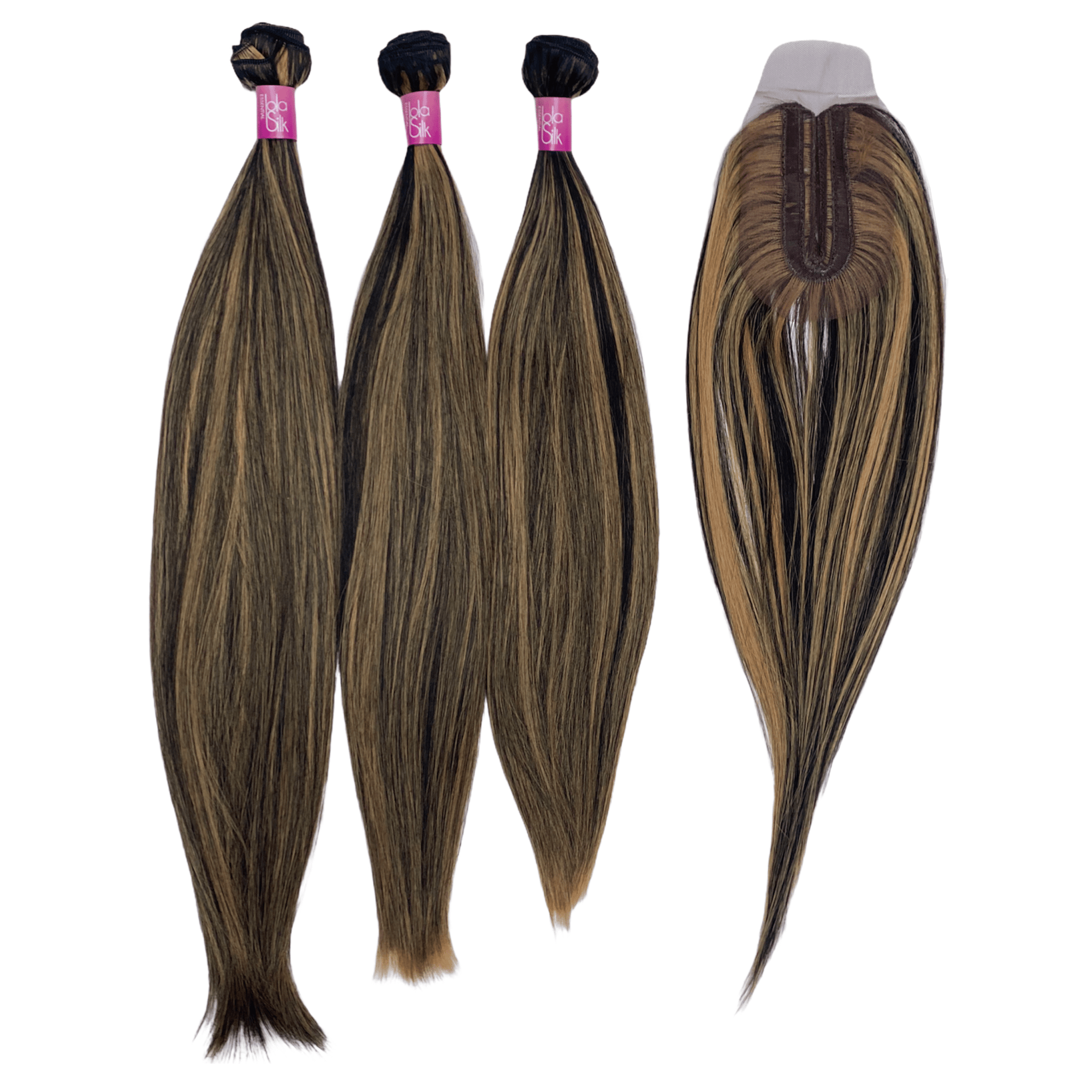 Synthetic Straight Weaves - 3 Bundles 22” 20” 18” & Closure - Highlights
