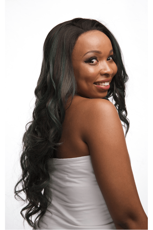 Synthetic Wig 24" 24inch Body Wave Frontal Lace Synthetic Hair Wig Highlights Brown and Green