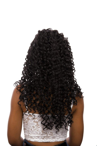Lace Front Deep Wave 27inch Synthetic Hair Wig Natural Black