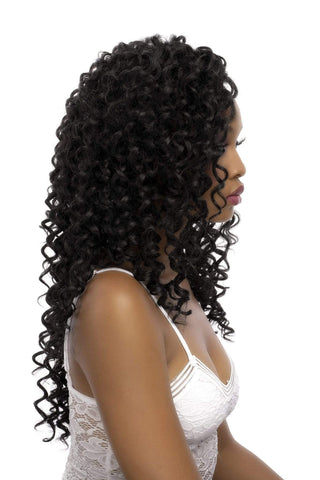 Lace Front Deep Wave 27inch Synthetic Hair Wig Natural Black