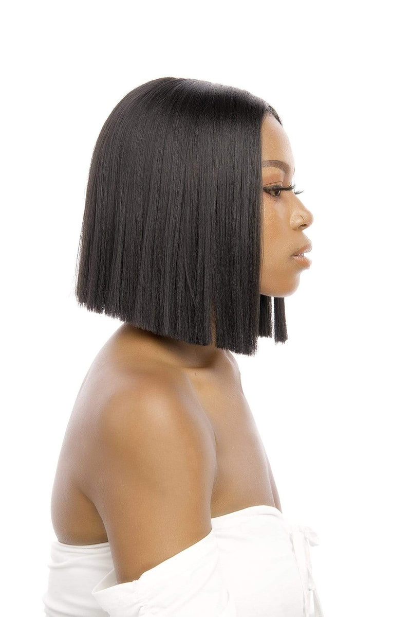 Sharp Bob Wig 10" Straight Sharp Bob 10inch T- Part Synthetic Hair Wig Natural Black