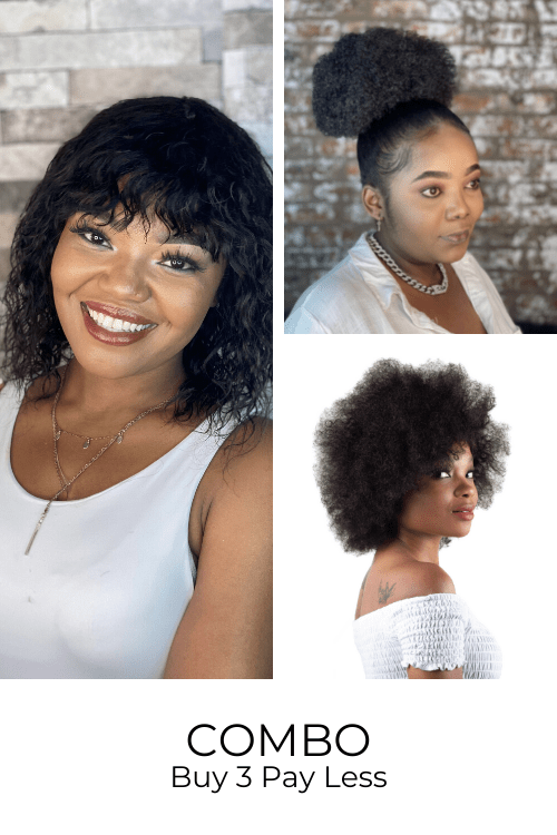 Water Wave Fringe + Pondo + 14inch Afro Wig Wig Combo Combo: Brazilian Water Wave Fringe + Large Pondo + Peruvian Afro