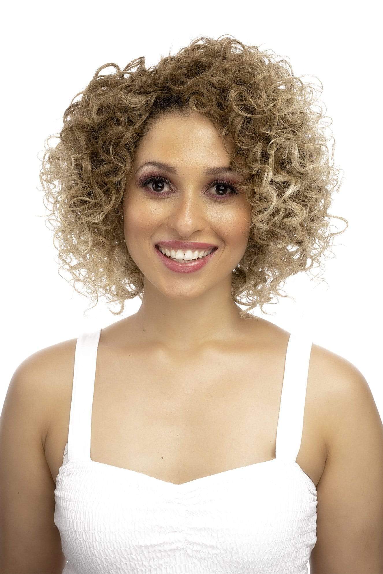 You're the one that I want Wig 10" Short Curly 10inch Synthetic Hair Wig Blond Highlights